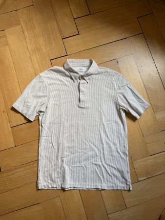 UNIQLO - Polo-Shirt beige-weiss gestreift L