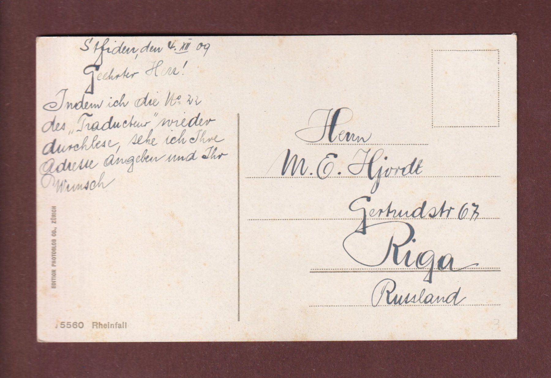 Cartoline postali: RHEINFALL - Fischetz - 1909 – Usato da Pully venduto da nicecards-shop 1