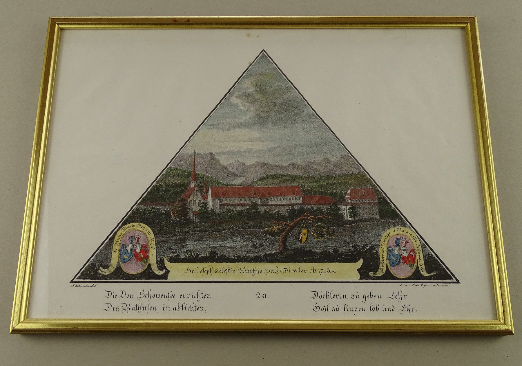 Incisioni: RATHAUSEN, EBIKON, LITHOGRAPHIE UM 1828 – Usato da Grüningen venduto da Kartensammler