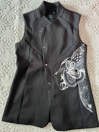 Designer Damen Gilet Weste Jacke Schwarz Gr L