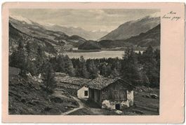 Seelandschaft mit Alphütten (Mischol), gelaufen 1923