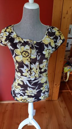 Damen Shirt Street One Blumenmuster braun gelb Grösse 36