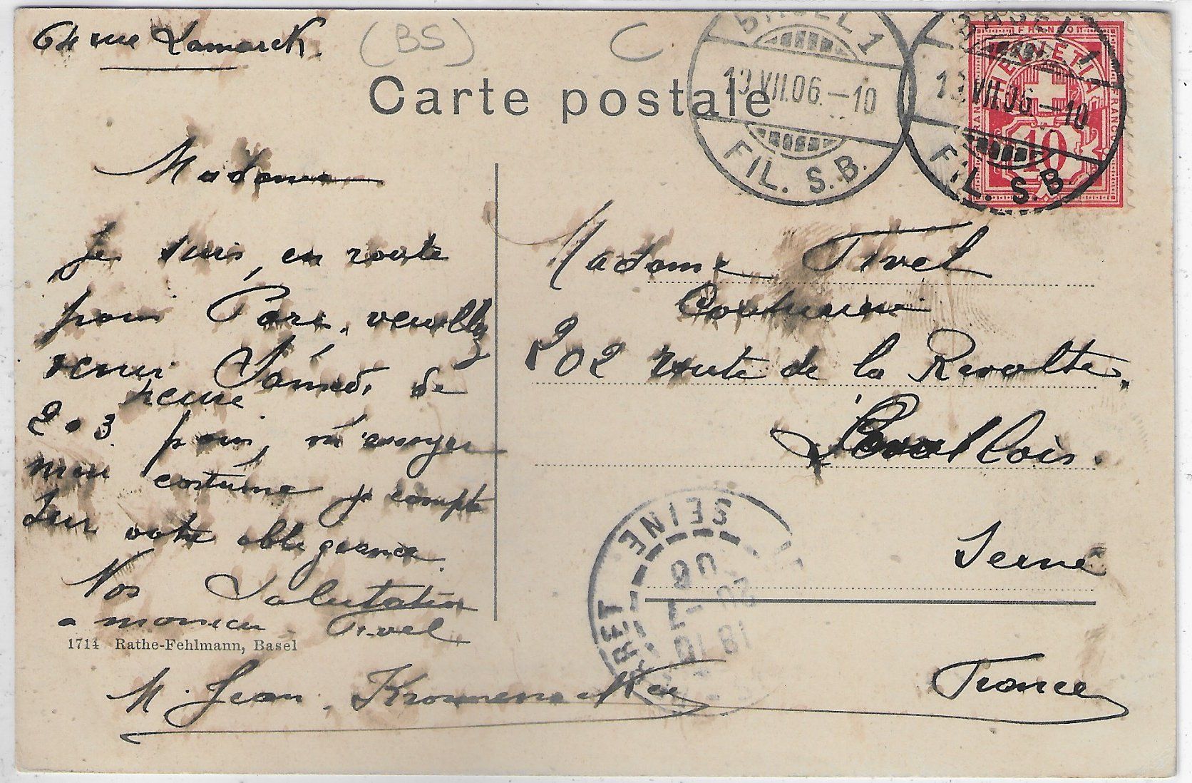 Cartoline postali: Basel - Steinenvorstadt Steinenthorstrasse - Tram – Usato da Ettingen venduto da Kartenplanet 1