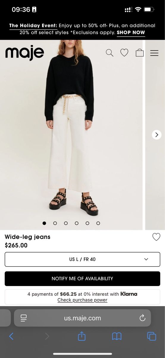 Maje Jeans: Maje - Wide Leg Jeans - Ecru – Nuovo (secondo la descrizione) da Bern venduto da zoe_g6g6 2
