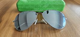 Sonnenbrille Pilotenglas versilbert mit Etui guter Zustand