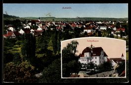 AK Aesch, Ortsansicht aus der Vogelschau, Schulhaus