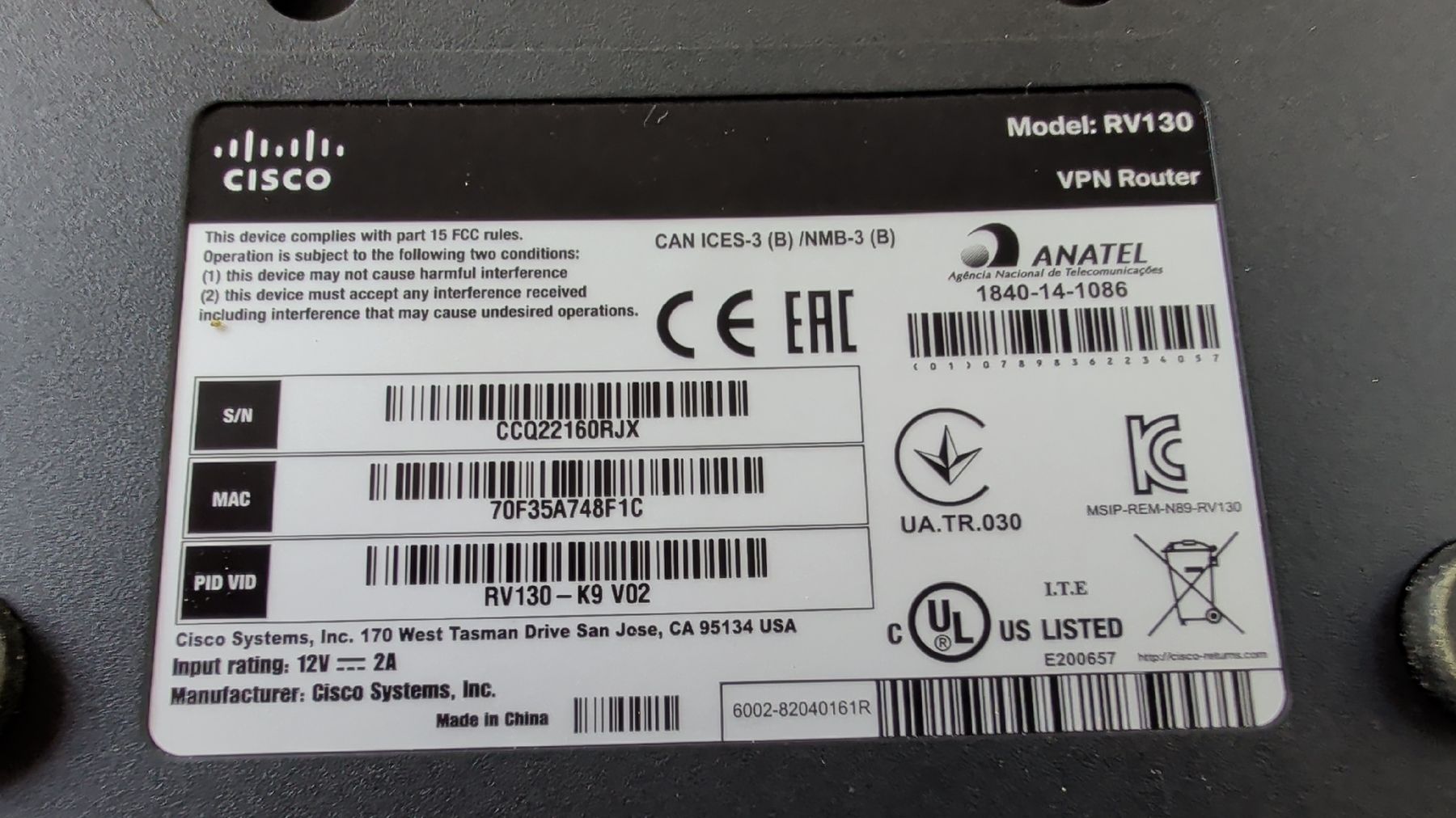 Cisco Modem & Router: Routeur Cisco RV130 VPN – Usato da Renens VD venduto da tartompion 2