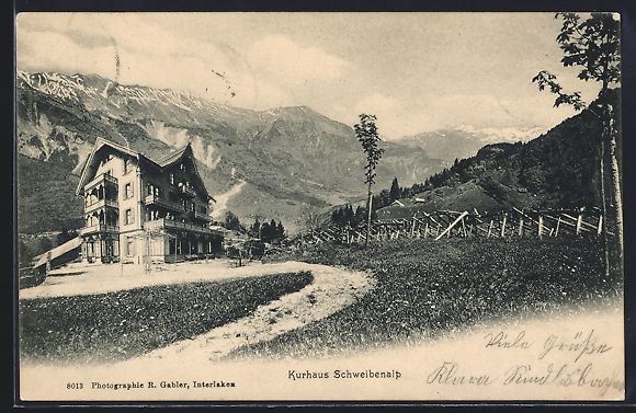 Cartoline postali: Giessbach, Blick auf das Kurhaus Schweib – Usato da Berlin venduto da bartko-reher