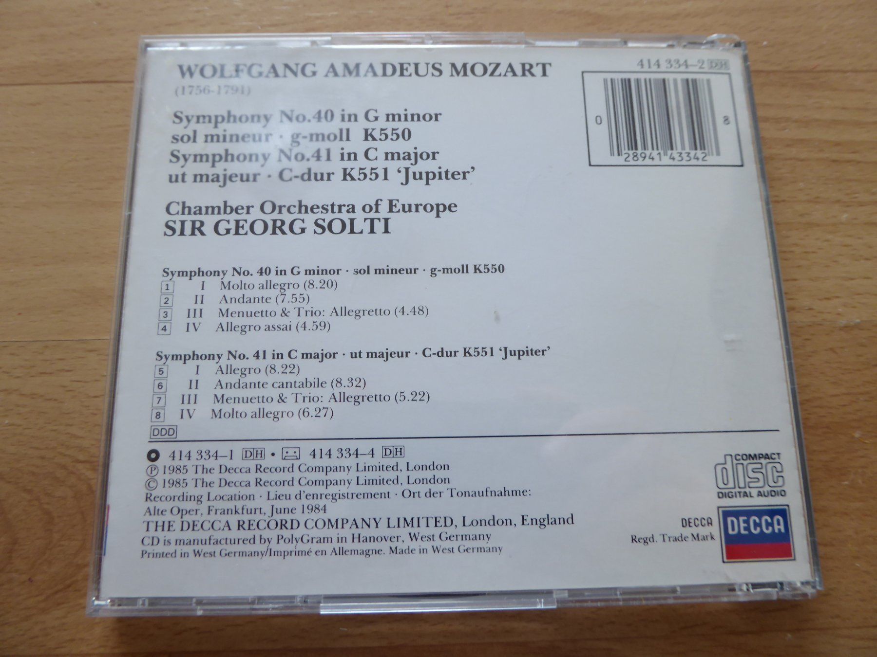 CD: Mozart - Symphonies 40 & 41 – Usato da Aeugst am Albis venduto da Drayprescot 1