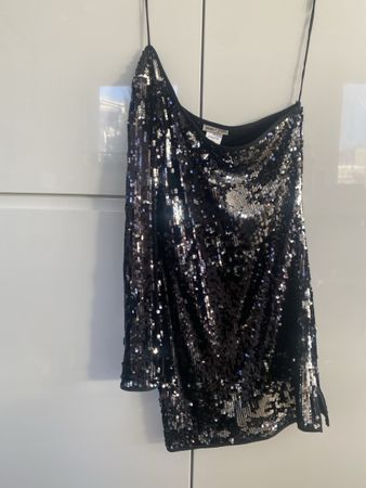 Pailletten Party Kleid, one shoulder, asymetrisch