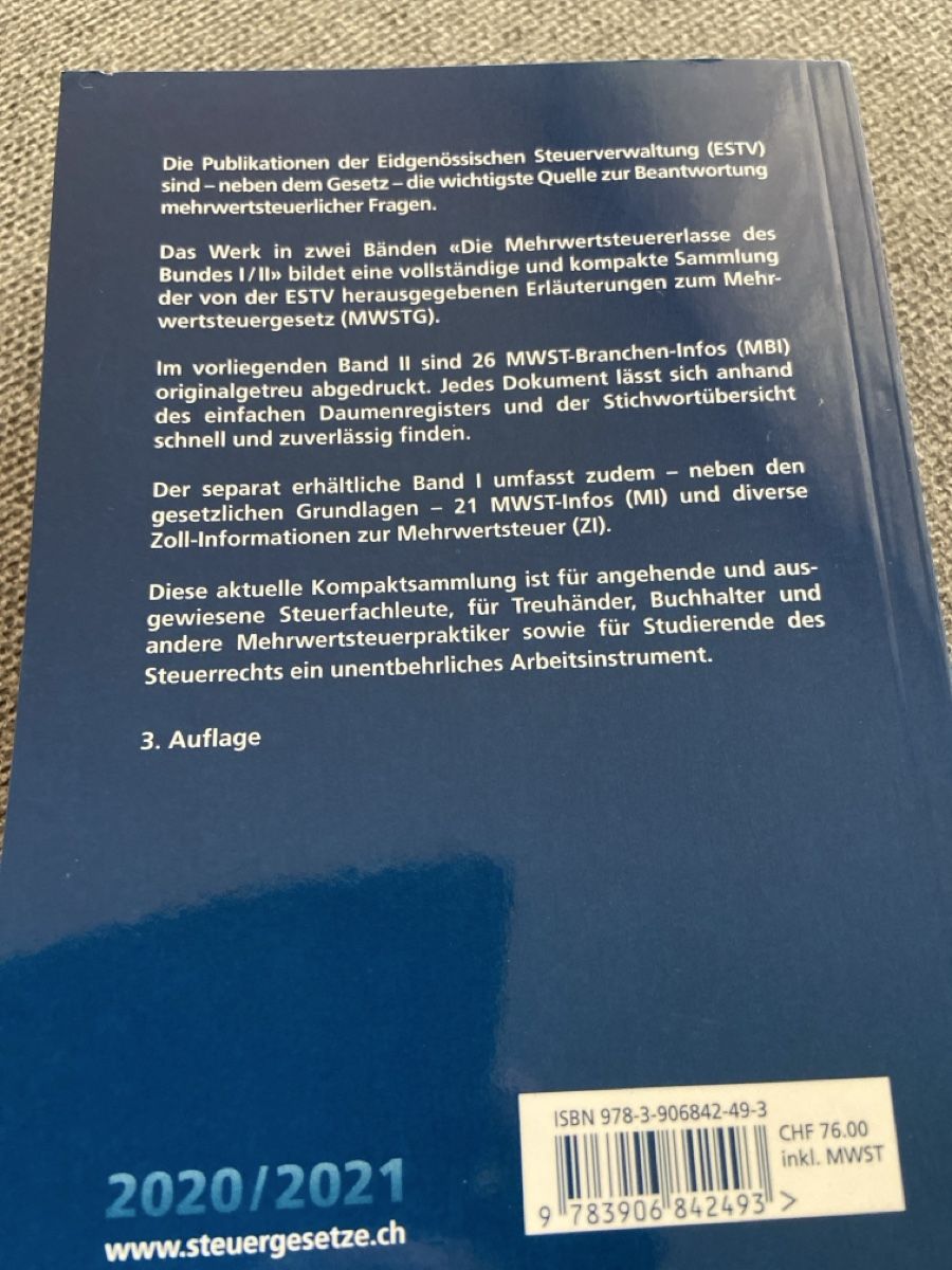 Libri: MWST-Erlasse Bundes II 2020/2021 – Usato da Eschenbach LU venduto da syle1985 1