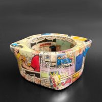 Vintage Cartoon Strip Decoupage Armreife, 1970er Jahre