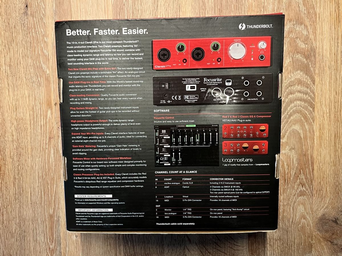 Focusrite Attrezzatura per studi di registrazione: Focusrite Clarett 2Pre Thunderbolt Audio Interface – Usato da Biel/Bienne venduto da historian-198 1