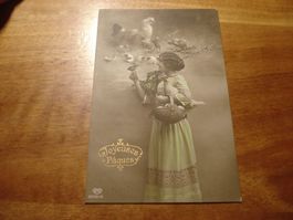 Kitschkarte "Joyeuses Paque", 1917, koloriert, o Fribourg