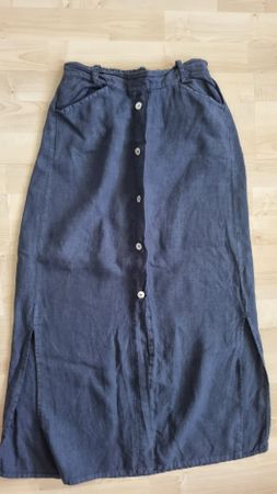 BlueBerry! Stylischer Leinenrock mit Schlitzen, Gr. XS