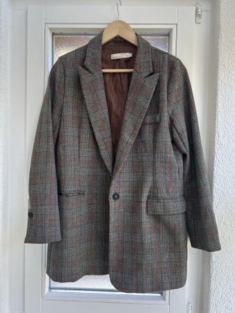 Damen Blazer kariert grau rot Grösse M