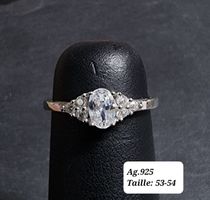 Bague Argent 925 et Zircons taille 53