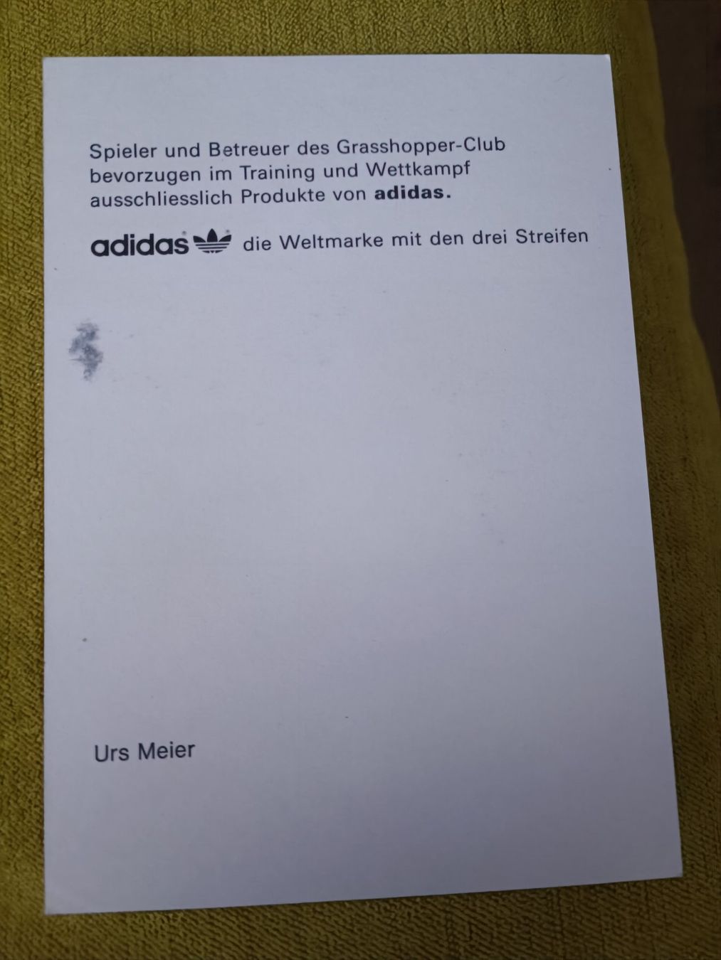 Autografi: Urs Meier - GC - 90er Jahre - handsigniert – Usato da Menziken venduto da Autogramme 1