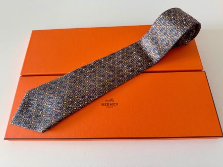 Cravate HERMES-Paris „Night Flight" - avec box original