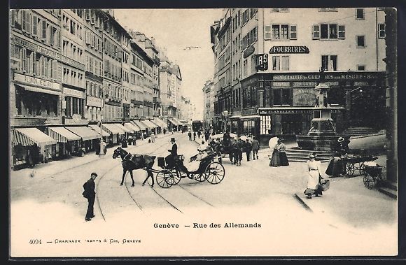 Cartoline postali: AK Genève, Rue des Allemands – Usato da Berlin venduto da bartko-reher