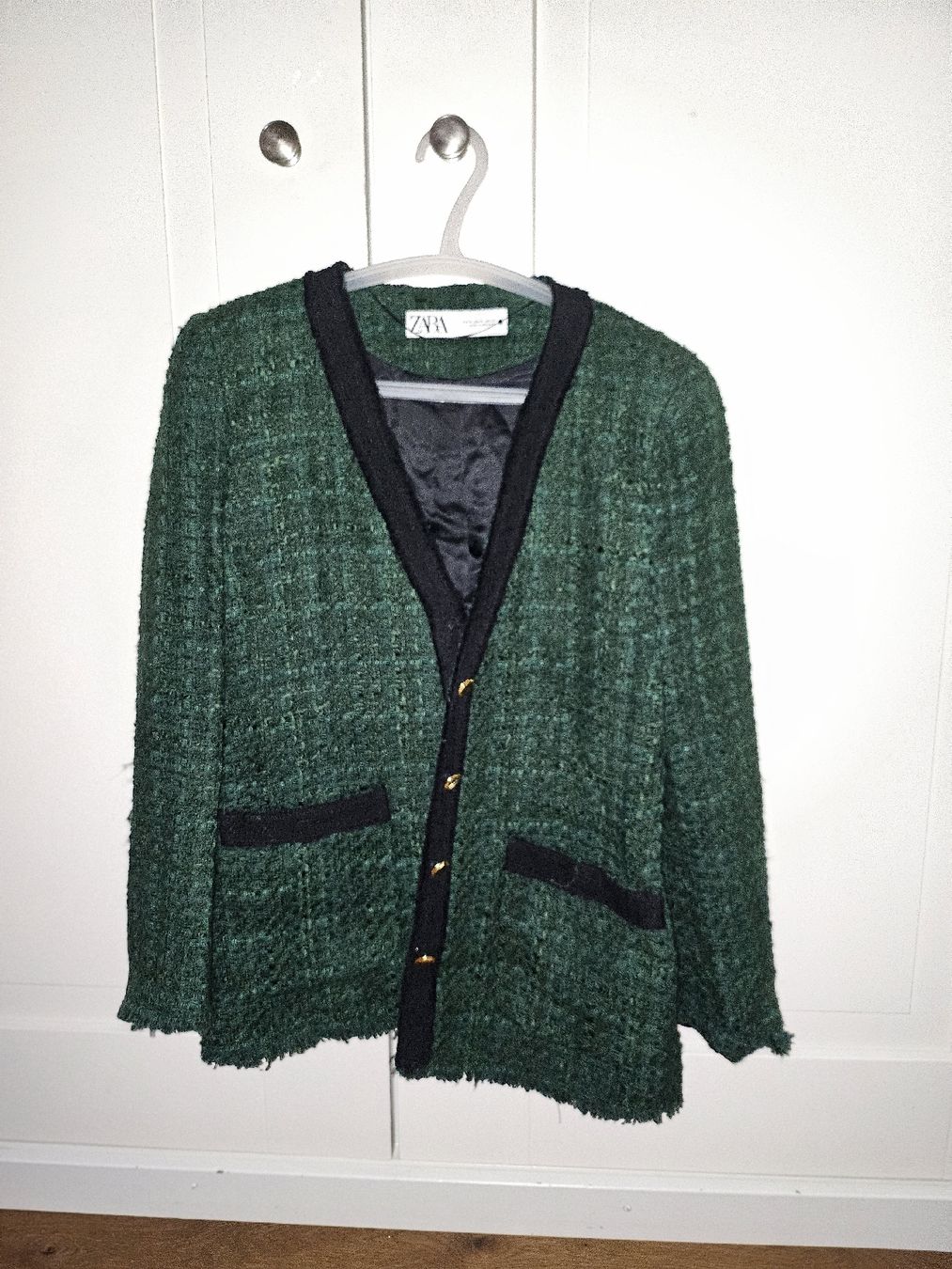 Pulls & Sweat-shirts: Zara Tweed Jacket Green Black Buttoned Front Size M – D'occasion à Luzern par atm_2b6m