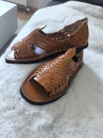 Damen Sandalen Leder Grösse 38 Huaraches geflochten Braun. 