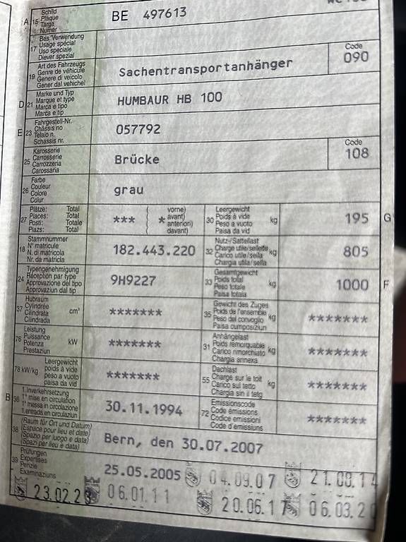 Humbaur Anhänger: Anhänger Humbauer HB 100 – Gebraucht aus Rüschegg Heubach von Mister_sanoj 1