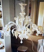 Murano Glass Chandelier with Gold Accents, Elegant Design
