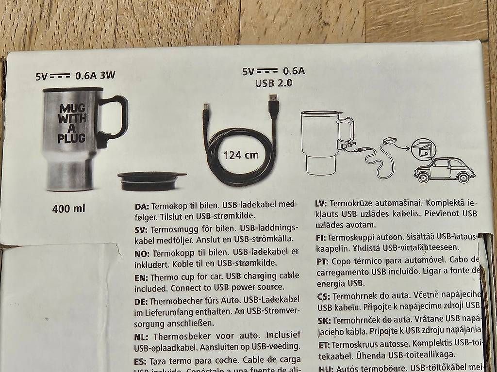 Tassen: Thermobecher mit elekt. Heizfunktion via USB fürs Auto – Neu und originalverpackt aus Höri von Saltie 3