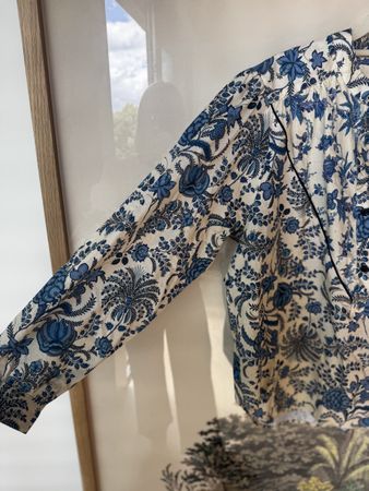 Wolf Ware Floral Blouse | Size L | Cream/Blue