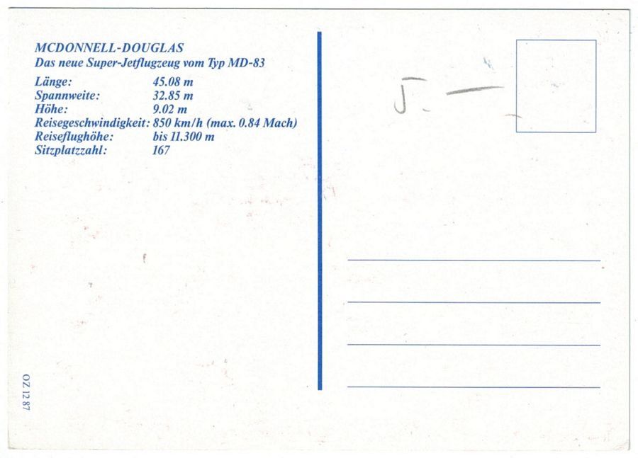 Cartoline postali: McDonnell Douglas MD-83 Aero Lloyd – Usato da Frauenfeld venduto da POML 1