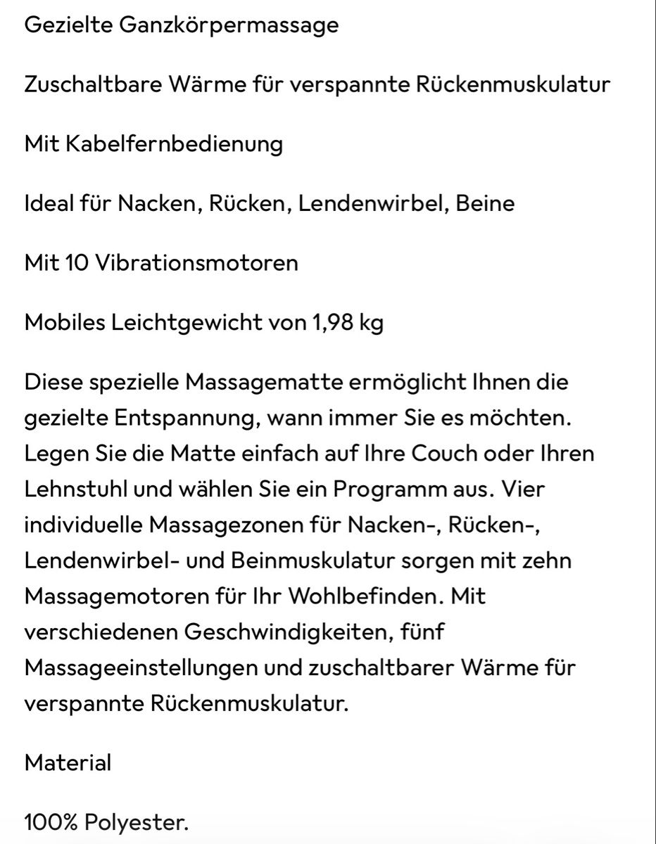 Dispositivi per massaggi: Massagematte Massageauflage – Nuovo (secondo la descrizione) da Gerlafingen venduto da sternrose 3
