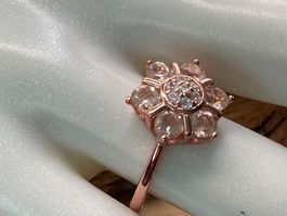 Sterlingsilber .Ring , rotvergoldet mit Morganit, Gr.55