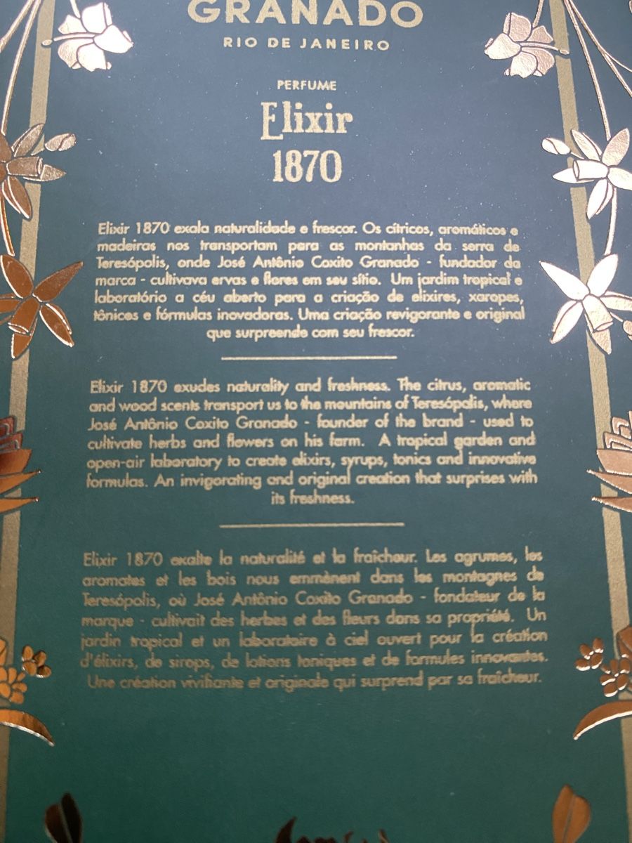 Profumi & Eau de Toilette: Perfume Elixir 1870, Granada Rio de Janeiro NEU – Nuovo e nell'imballaggio originale da Zürich venduto da ric_m87b 3