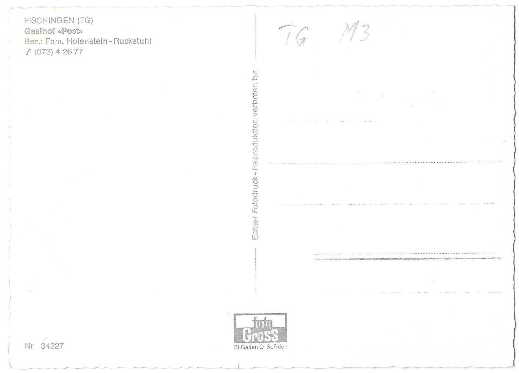 Cartes postales: Fischingen Gasthof Post – D'occasion à Olten par clotaldi 1