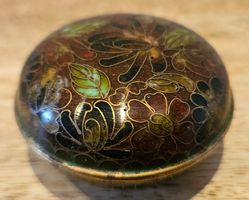 Cloisonne Emaille Messing  Schatulle Schale Schmuckdose Box