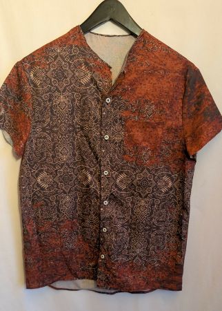 Ethno Batik Tribal Hemd Bluse Gr S rot orange braun
