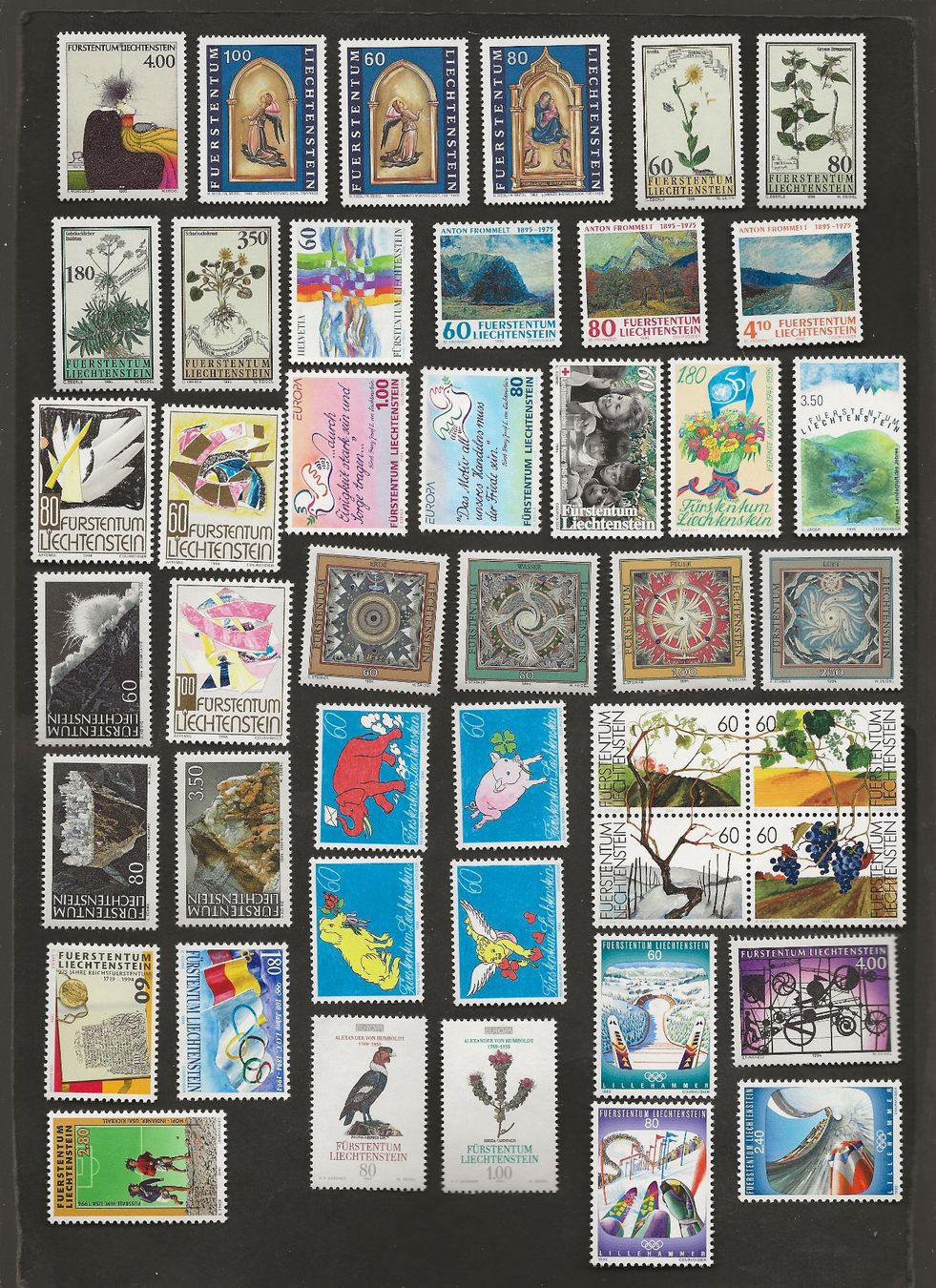 Alle Briefmarken: 124 Marken Liechtenstein postfrisch – Gebraucht aus Au ZH von xelagreb01 1