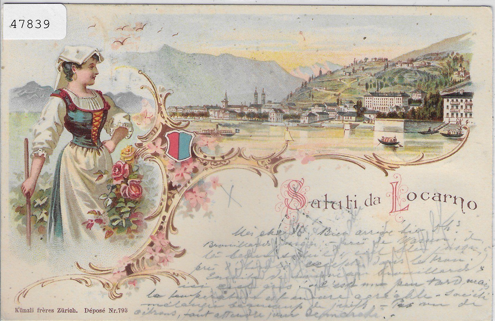 Ansichtskarten: Saluti da Locarno - Litho 1898 – Gebraucht aus Ettingen von Kartenplanet