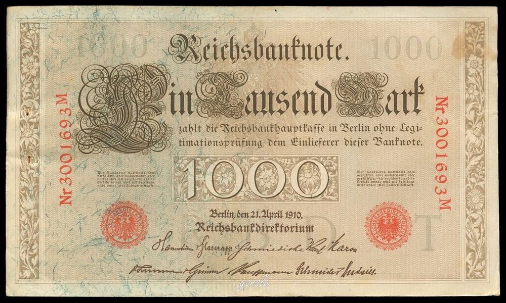 1000 REICHSBANT’NOTE 1910 | Kaufen auf Ricardo