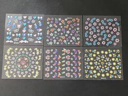 Buntes Nail Art Sticker Set mit 6 tollen Bögen No3