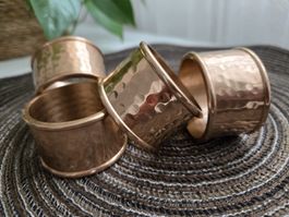 4 Kupfer Serviettenringe gehämmert Vintage Shabby Chic