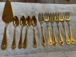 11 teiliges 14 Karat plattiertes Versace Rosenthal Besteck(B