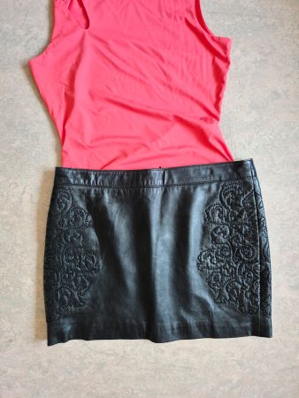 ROCK MINIROCK LEDERROCK LEDER XS S MANGO TOP ZU BLUSE SHIRT