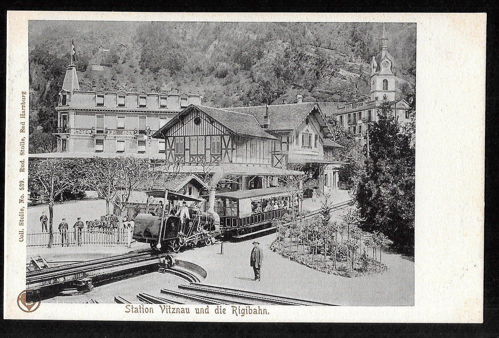 Ansichtskarten: Vitznau Station und die Rigibahn – Gebraucht aus Olten von clotaldi
