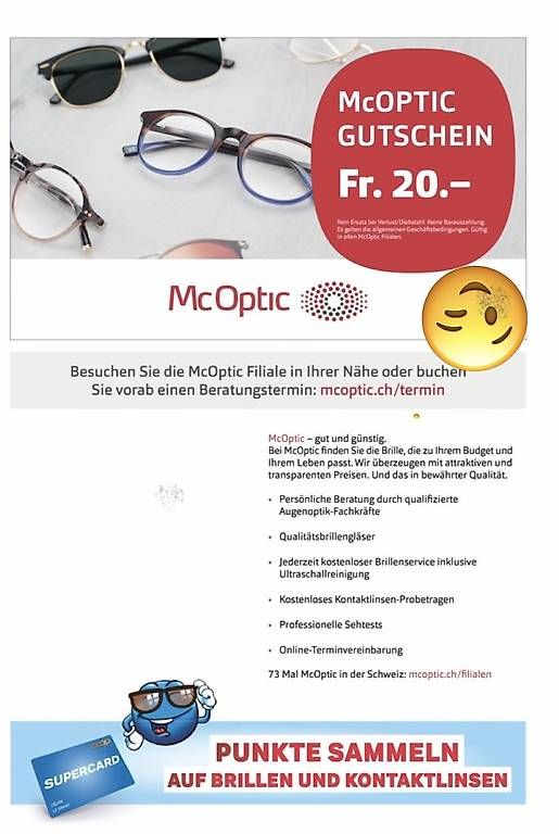 Buoni: McOptik Gutschein im Wert von 20 CHF – Usato da Urswil venduto da vlamaar 1