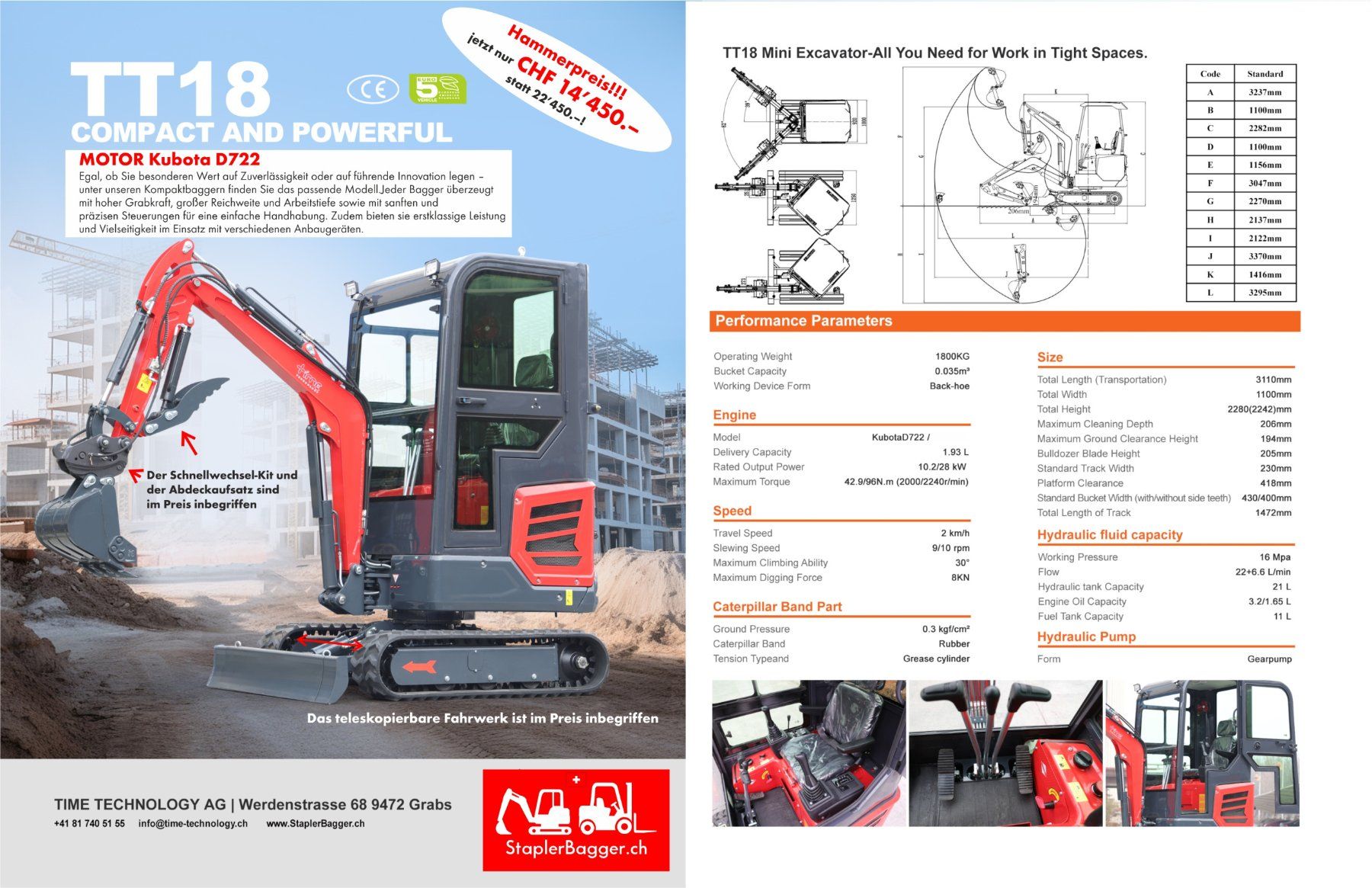 Excavateurs: Bagger KUBOTA 1.8 TON – Neuf avec emballage d'origine à Zürich par Neumarkt 1