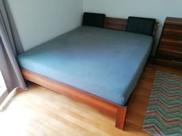 Solid Cherry Wood Double Bed 200x220cm – incl. New Mattress
