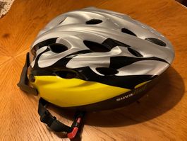 MET Velohelm In-Mold Fahrradhelm mit Visier Gelb/Silber