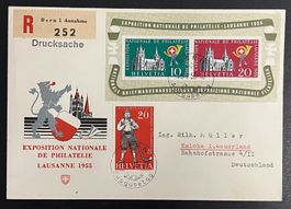 BLOCK LAUSANNE 1955 FDC